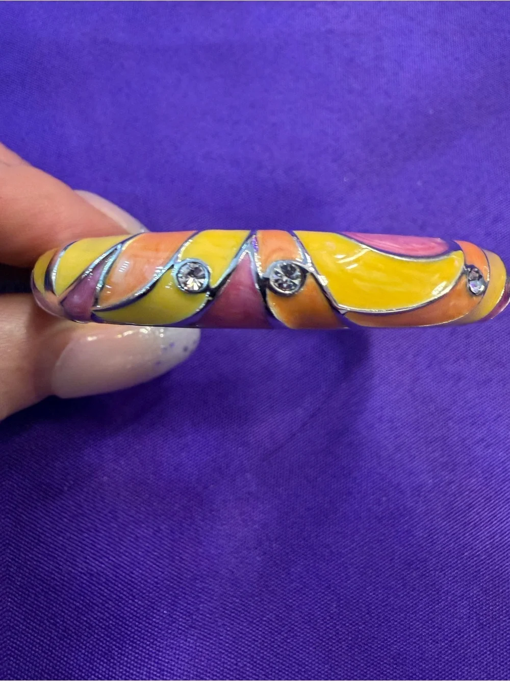 Park Lane Sunset Bracelet Enamel Crystal Hinged Bangle Pink Orange Yellow